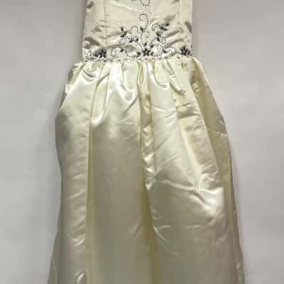 Girls Handmade Formal Dress Cream Lace Up Back with Sequins 