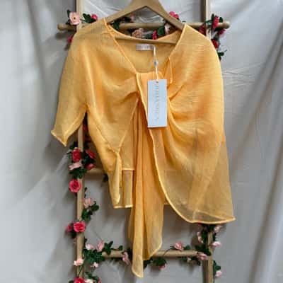 Womens Johansen Orange Wrap Haze Top Size M RRP $299