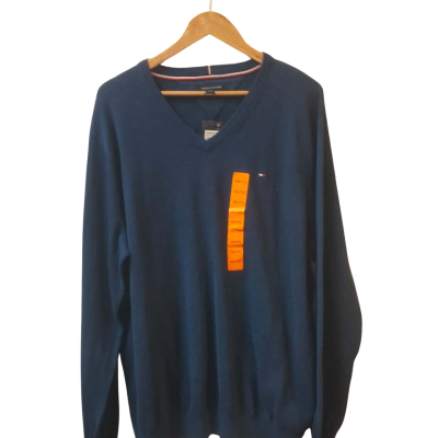 Tommy Hilfiger Mens  Size XXL V-Neck Jumper Denim Blue 