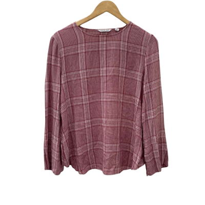 Country Road Womens  Size 10 Long Sleeve Top Checked / Red / White 