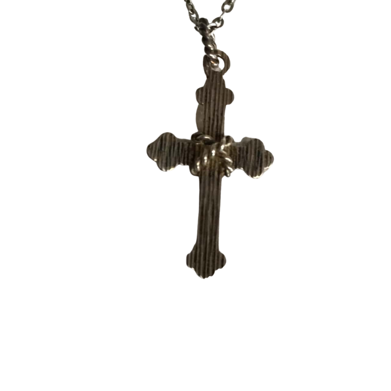 Antique 925 Sterling Silver Necklace With Cross