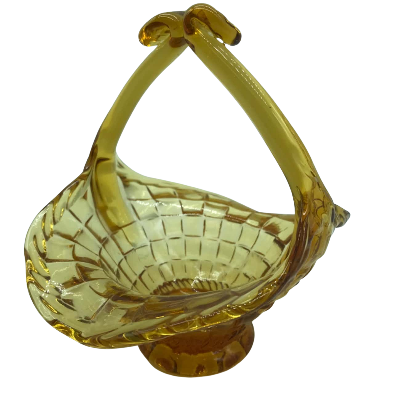 Vintage Amber Glass Bon Bon Sweets Basket