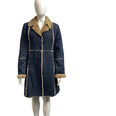Jeanswest Womens Label Size 12 Fleece Trim Denim Jacket Blue