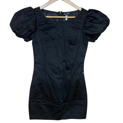 Brand New - Armani Jeans Black Puff Sleeve Dress - Size 4