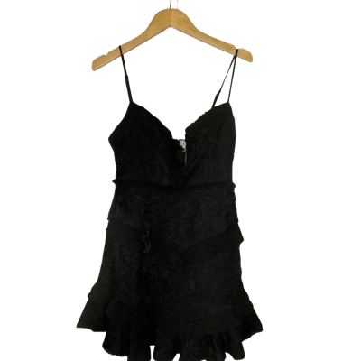 Angel Biba Womens  Size 8 Mini Dress / Shoestring Strap Dress Black  