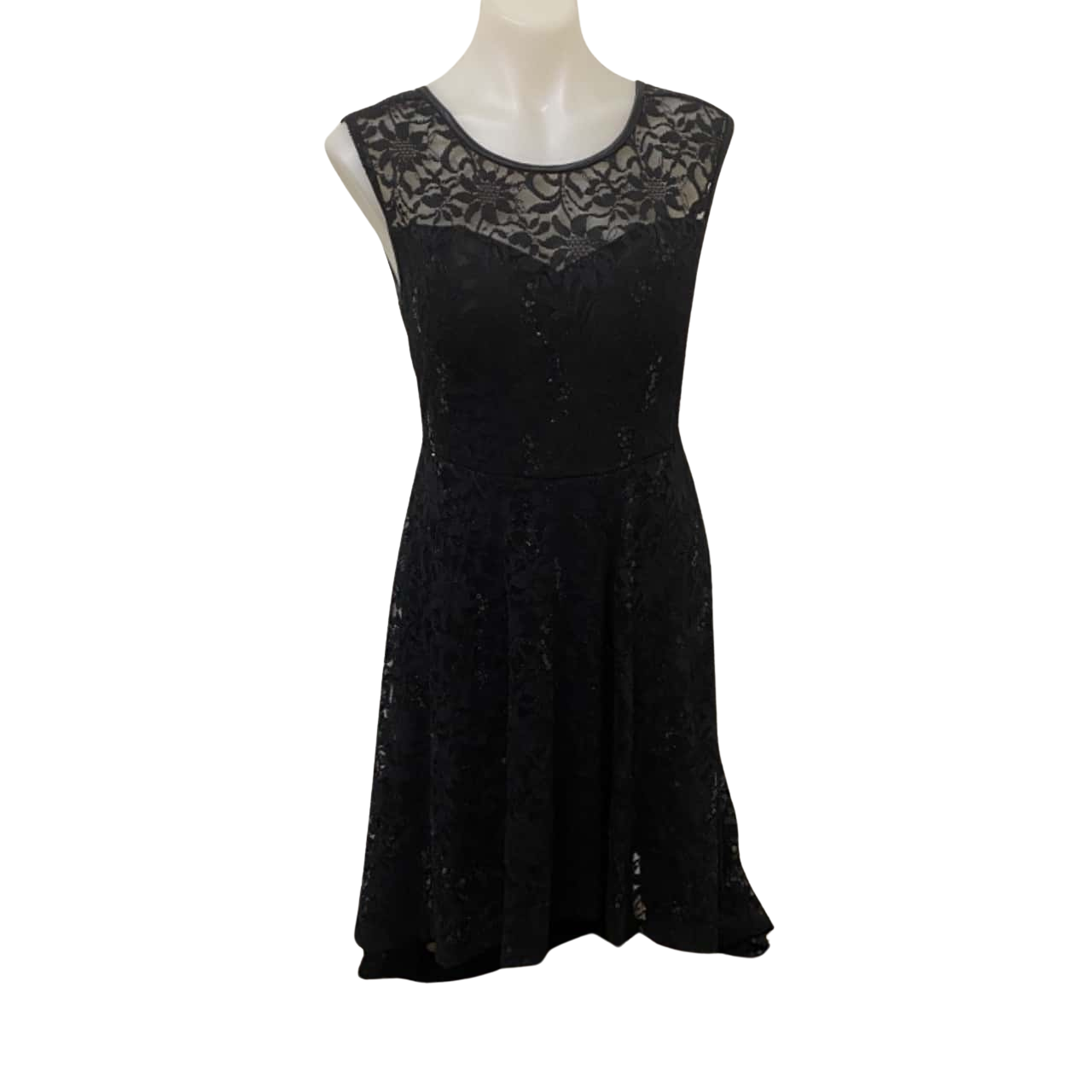 knee length dresses for ladies Black Floral Lace Long Sleeve Ruffle Hem Mini Dress main image 0