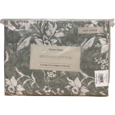 BNWT Harper Home King Single Flannelette Combo Fitted Set