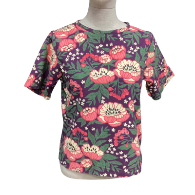 Karma East Size S Short Sleeve Shirt Floral / Multicoloured  Purple