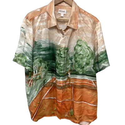 Roame. Womens  Size 4 Short Sleeve Shirt Green / Orange 