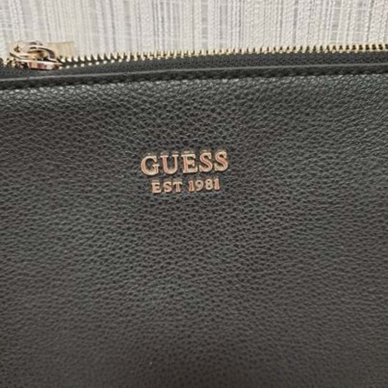 Guess Naya Classy & Compact Black Grained Double Zipped Crossbody Bag