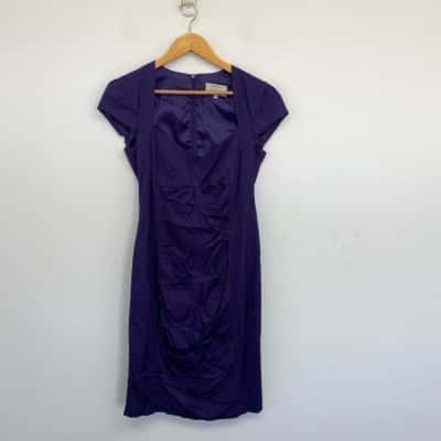 Veronika Maine Purple Short SLeeve Office Midi Dress  Size 10 