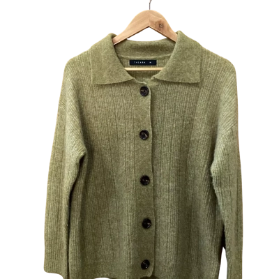 The Ark Olive Green Wool-Blend Cardigan Size M