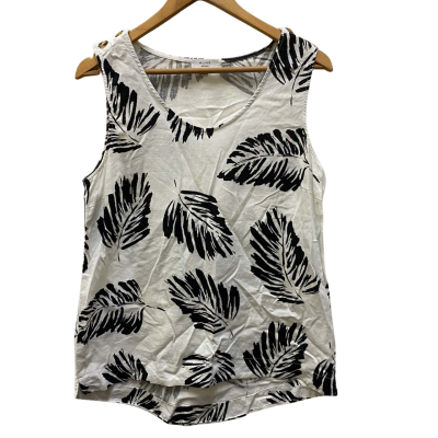 W.Lane Womens  Size 10 Sleeveless Top Black  / Pattern / White 