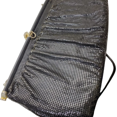 Glomesh Womens Black  Vintage Glomesh Black Mesh with Gold Toned Details and Logo Closure Purse