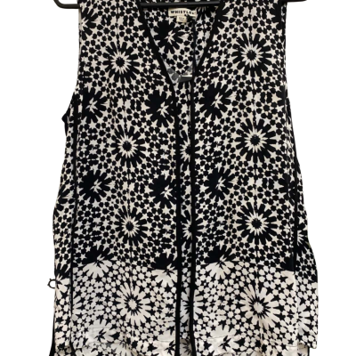 Whistles Mosaic Piped Seam Top Size 10 Black & White