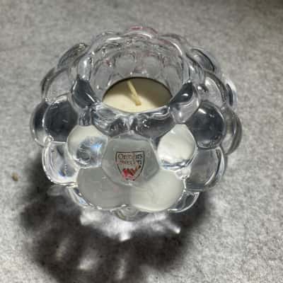 Orrefors raspberry votive candle holder by Anne Nilsson