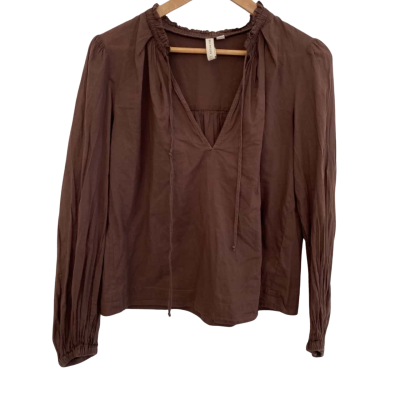 Bec & Bridge Womens  Size 6 V-Neck Top Brown 