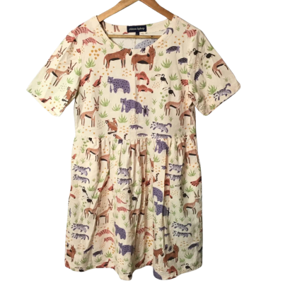 Women’s Size 8 Beige and Multicoloured Princess Highway Casual Midi Dress