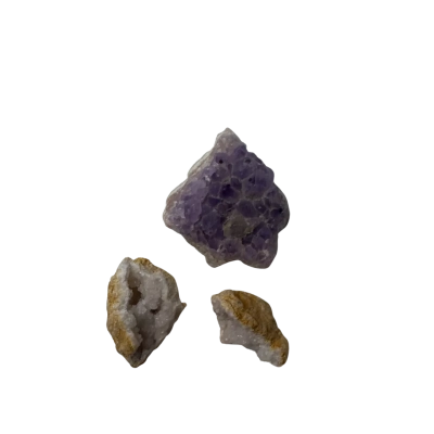 Purple Amethyst Cluster and Small Quartz Geode Pieces