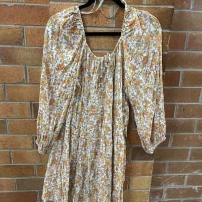Ghanda Womens  Size L Long Sleeve Mini Dress Floral 