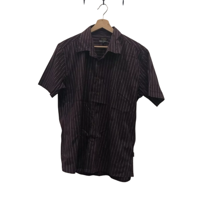 Vintage Politix Mens  Size XL Short Sleeve Shirt Maroon / Striped / White AUS Made