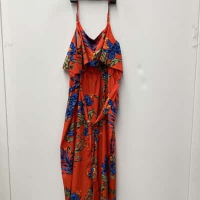  Womens  Size 18 Sleeveless Jumpsuit Orange / Pattern 