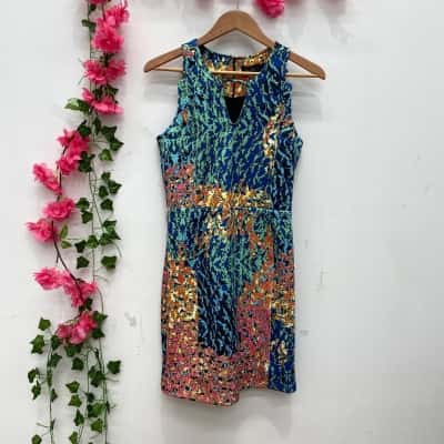 Licidez Womens Sleeveless Dress Size 38 Multicoloured 
