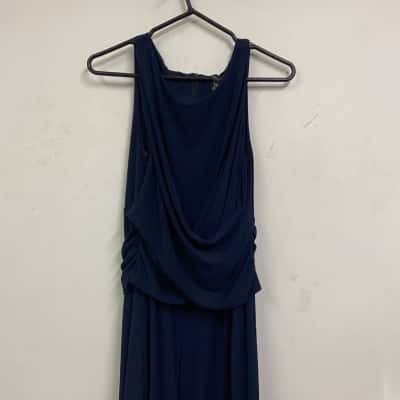  Womens  Size 14 Cross Waist Jumpsuit Navy Blue 