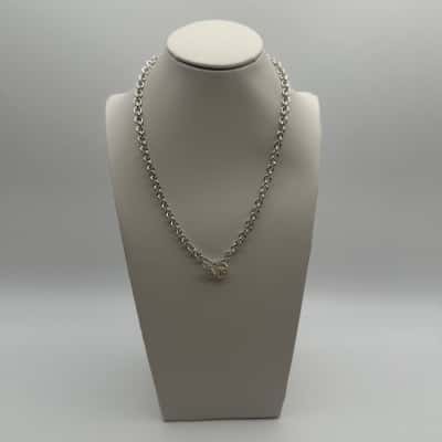  Womens Stamped Sterling Silver 925 Belcher 50cm Chain Necklace W/Key Clasp - 27g 