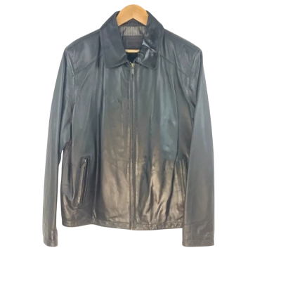 Woolworths - Men’s Heavy Leather Jacket Zip Front (Size L)