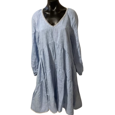 Alessandra Womens  Size S Babydoll Dress Blue / Checked / White 