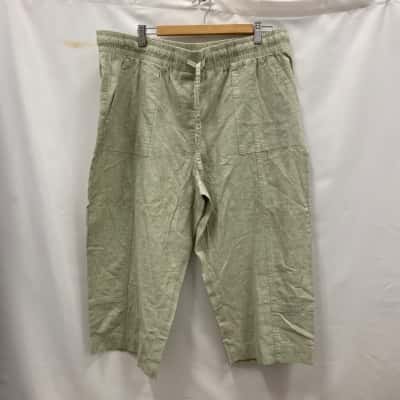 GRAE Linen Women's Size 18 Linen Blend Capris Pants Earthy Green 