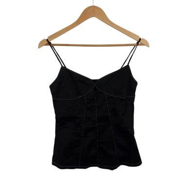 Coo Ca Choo Womens  Size 8 Cami  / Party Top / Shoestring Strap Top Black  