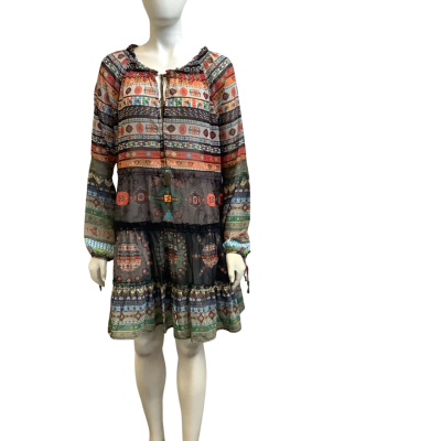 New - Desigual Womens  Label Size 46 Sheer Mini Dress Multicoloured