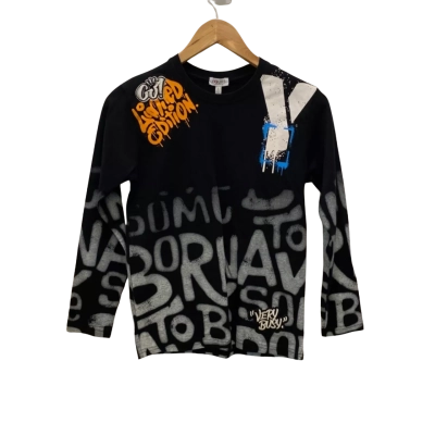 Yours Boy's Size 12 Black  /Multicoloured Long Sleeve Shirt
