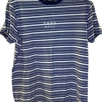 Common Need Mens  Size S Navy Blue / White Striped