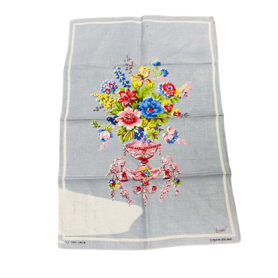 Vintage Linen Tea Towel Flower in Vase NWOT