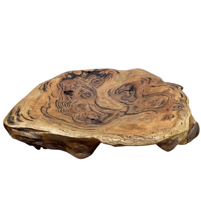 Tasmanian Oak Live Edge Carved Burl Wood Platter/Bowl