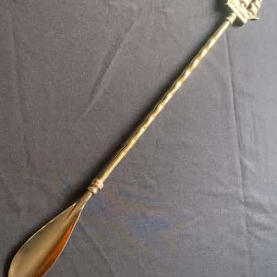 Vintage Brass Shoehorn with Sailing Ship Decorative Handle