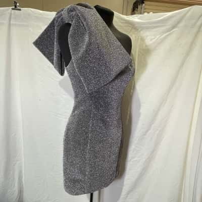 Mossman Size 8 Mini Dress Silver Glitter