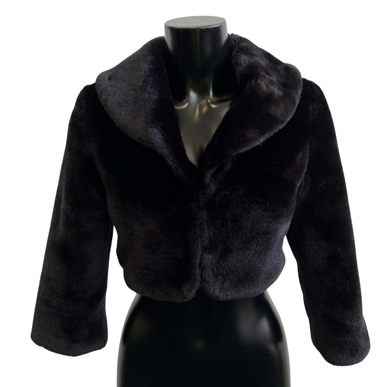 Ladakh Womens Size S Faux Fur Crop Jacket Black (s)