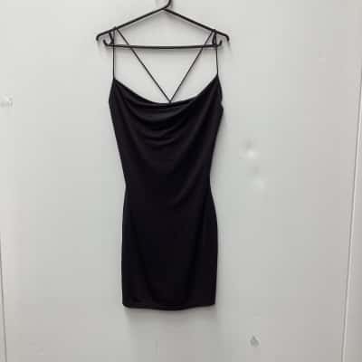  Womens Waterfall cross strap dress Size S Black  