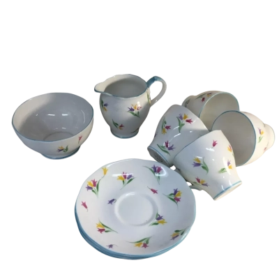 Vintage Hand Painted Roslyn Cup and Saucer Set as pictured