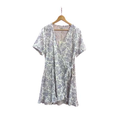 Rhythm Womens  Size 12 Wrap Dress Blue / Pattern / White 