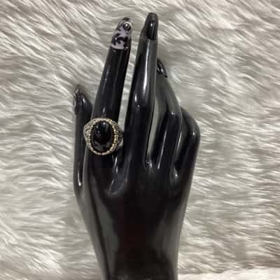  Womens Black Stone Ring 