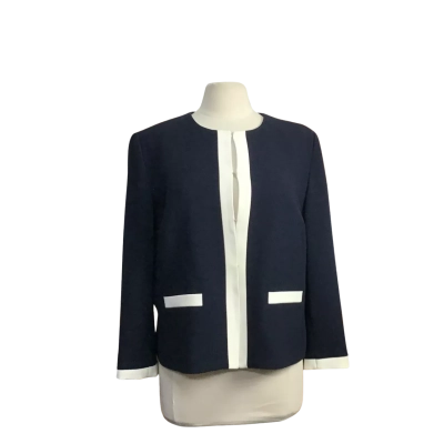 Perri Cutten Womens  Size 16 Navy & Cream Cropped Contrast Jacket 