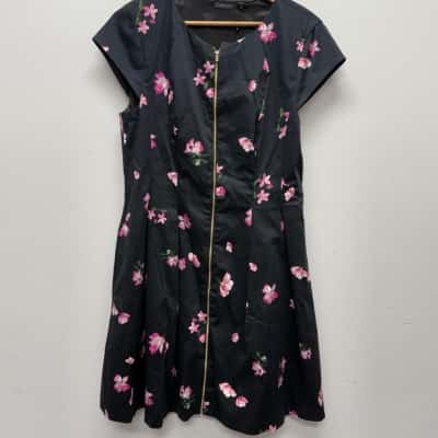 Portmans Dress Size 14 Floral / Navy Blue / Pink    