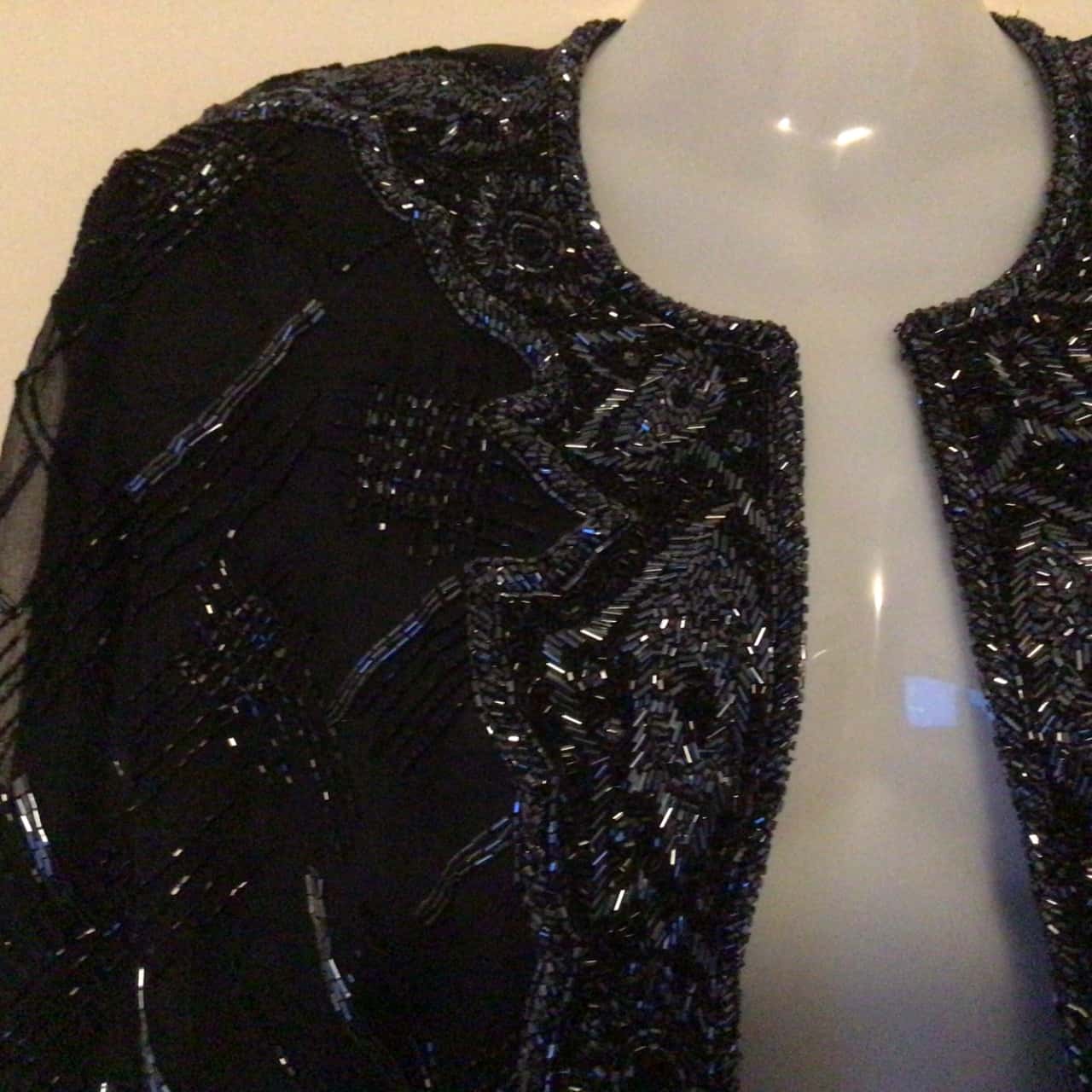 black beaded evening jacket