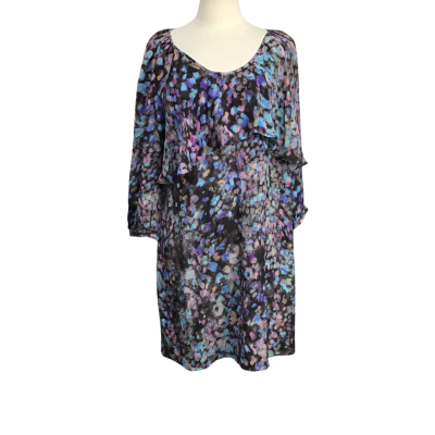 Witchery Womens  Size 16 Pure Silk Multicoloured Long Sleeve Dress 