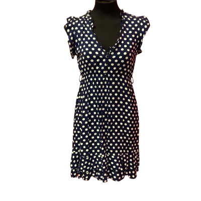 Caroline Morgan Womens  Size 10 Navy Blue / Polka Dot Sleeveless Dress